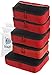 Large Medium Slim Packing Organizers Set for Travel Luggage And bags (5pcs Red)