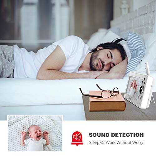 Bable Baby Monitor with Camera, 5 Inch 720P Video Baby Monitor with Infrared Night Vision Camera, Remote Control/Pan 360˚ & Tilt 90˚/ Temperature Monitor/Two-Way Talk/Sound Alarm/Up to 900 feet