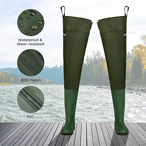 Hip Waders, Lightweight Waterproof Hip Boots for Men and Women, Nylon