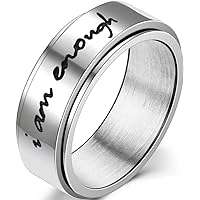 IFUAQZ 'Keep Fucking Going' Stainless Steel Ring - 6mm Plain Band, Size 4-14, Motivational Jewelry For Men & Women