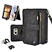 Galaxy S7 Edge Case, CORNMI 14 Card Slot Wrist Shoulder Strap Flip Leather Detachable Magnetic Wallet Case For Samsung S7 Edge (Black)