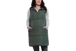 Motherhood Maternity Women's Sleeveless Long Pregnancy Puffer Vest with Pockets