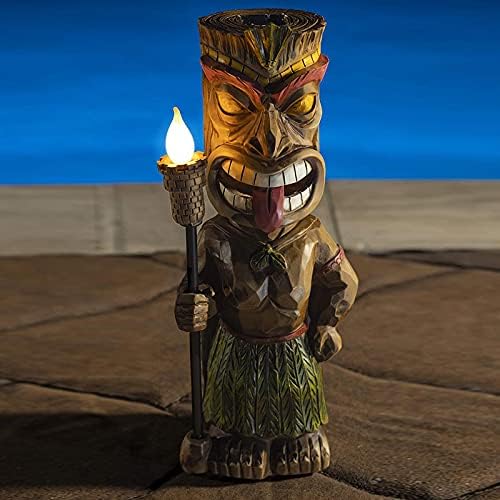 Solar-powered tiki torch for garden, priced at $18.99.