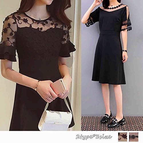 Amazon ワンピース レディース きれいめ ワンピース 膝丈 レース切り替え ワンピ 半袖 ワンピース チュニック 通販