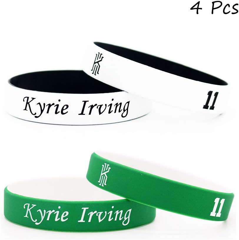 FANwenfengBasketball Star Signature Double Colour Fans Wristbands Sport Absorb Sweat Silicone Bracelet 4 Pcs (Irving)