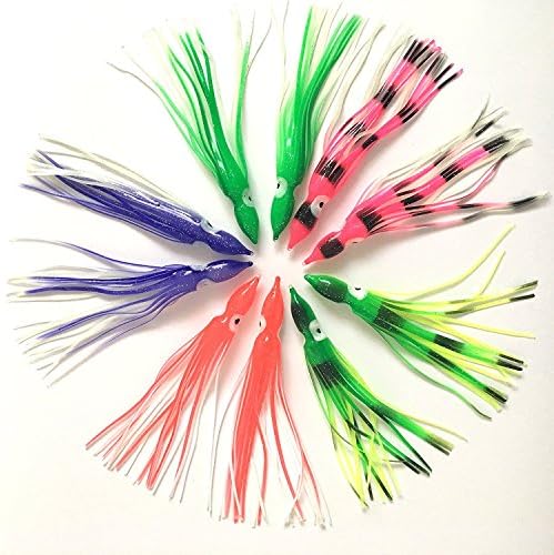 F7 Fishing lure 5" Octopus Squid Skirt Soft Bait, 20-pack