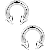 Ftovosyo PA Ring Internally Threaded Spike Circular Barbells Horseshoe Large Septum Ring Ear Gauges Earrings 2G 4G 6G 8G 10G 12mm/16mm 316L Surgical Steel Pierced Body Jewelry for Women Men