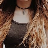 Coromose® Hand of Fatima Pendant Necklace Choker Charm Leather Cord