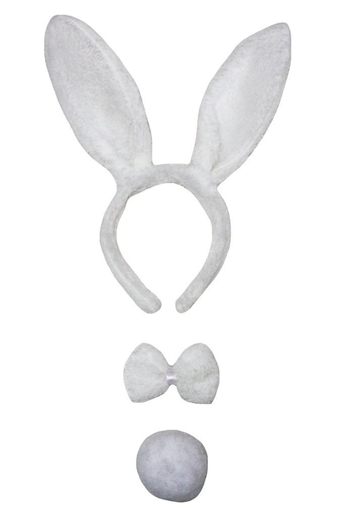 Petitebelle Headband Bowtie Tail Unisex 3pc Children Costume (Bunny[white], One Size)