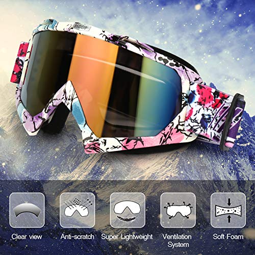 Motorcycle Goggles Ski Snowboard Goggles UV400 Protection Windproof Dustproof ATV Dirt Bike Racing Motocross Cycling Skiing