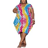 YeGine Oversize Tshirt Dress for Women Casual Plus Size Short Sleeves Midi Tunic Dresses with Pockets