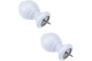 T Tulead 2PCS Curtain Rod Finial Screw on Curtain Rod End Caps White Drapery Rod Bracket Finals