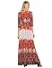 Milumia Women's Bohemian 3/4 Sleeve Faux Wrap Maxi Dress Orange L