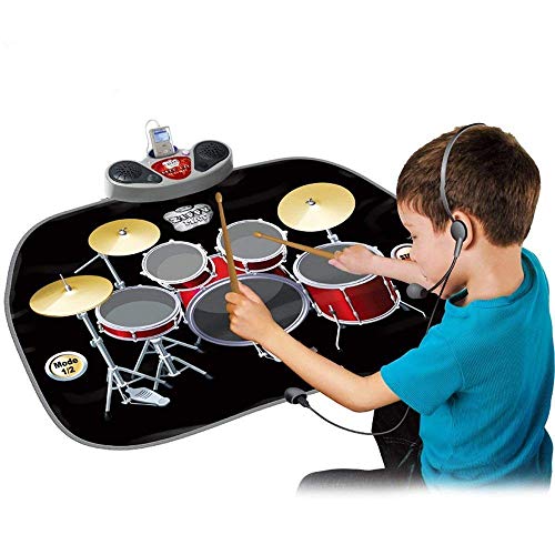 image for Lzour Electric Musical Playmat Toy Instrument Drum Kit Set Includes He