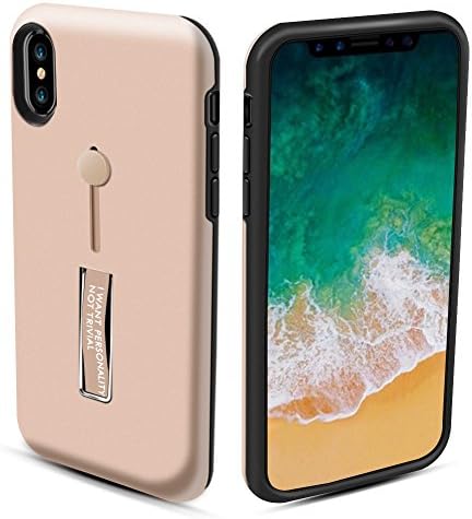 DOESIT iPhone X Case,Anti-Scratch Shockproof Protective Case Cover with Finger Ring and Metal Stand for iPhone X
