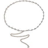 SHENHE Women's Rhinestone Metal Belt Chain Elegant Thin Adjustable Chain Belts for Dress