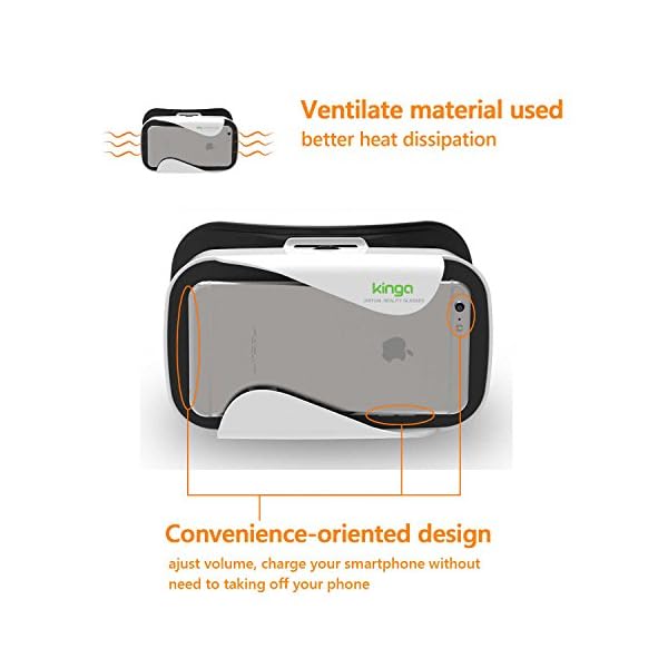 KINGA VR Headset VR Glasses for Smartphone of 4.7-6.0 Inches Android Win IOS iPhone Samsung Huawei - Image 5