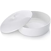 Sweese Ceramic Tortilla Warmer - Holds 12 Tortillas, Microwave & Oven Compatible, Elegant White Tortilla Holder with Lid for Taco Nights, Pancakes, Waffles - Durable & Easy to Clean