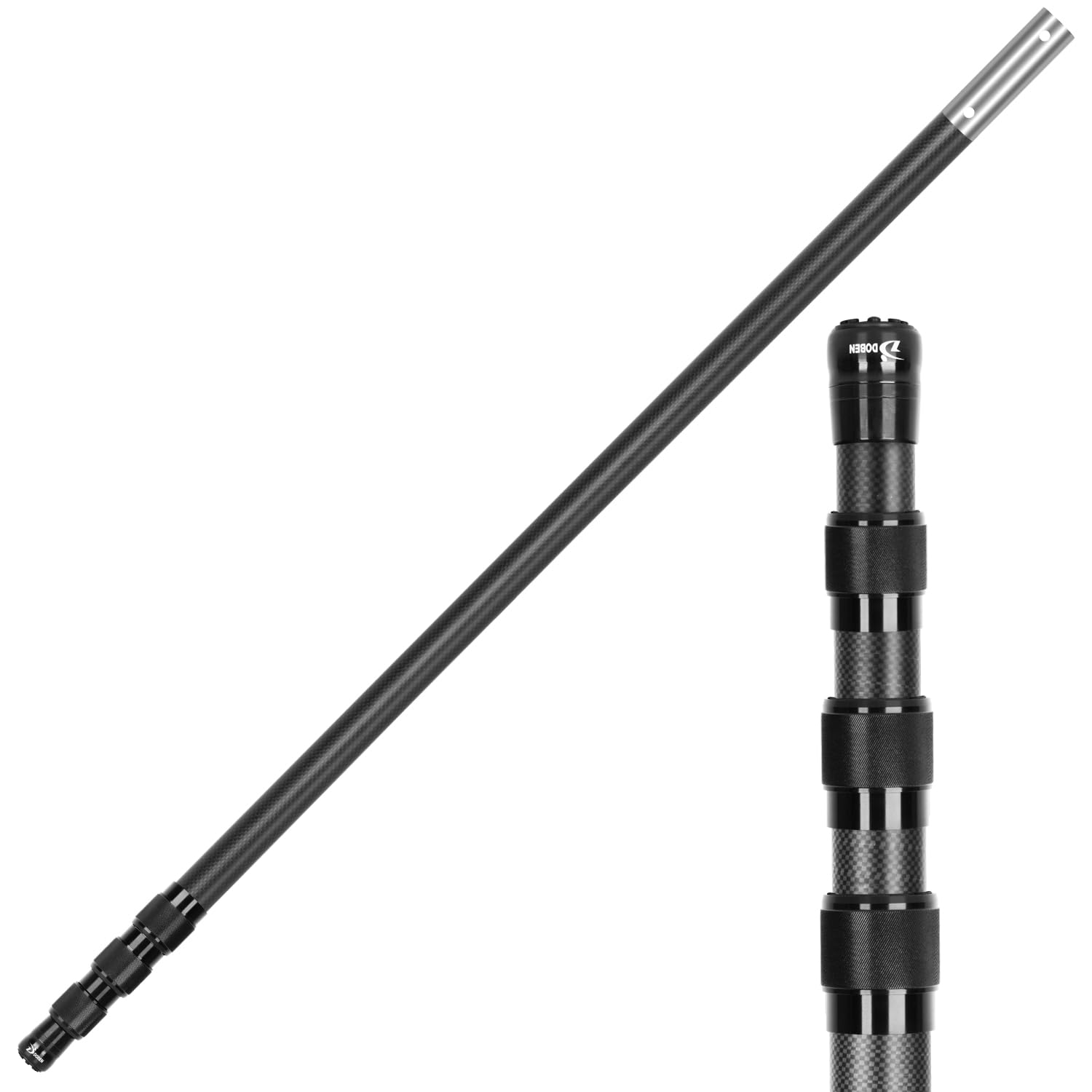 DOBEN Pool Telescopic Pole Carbon Fibre 1.3 m to 4.6 m (4.6 to 15 ft), Professional Pool Pole Telescopic Stainless Steel Connection, Ultralight and Stable Landing Net Pool Telescopic Pole