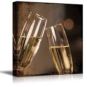 Square Canvas Wall Art - Rustic Style Pair of Wine Glasses - Giclee Print Gallery Wrap Modern Home Art Ready to Hang - 12x12 inches