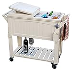 Permasteel 80QT Patio Cooler Antique Finish, Cream Color