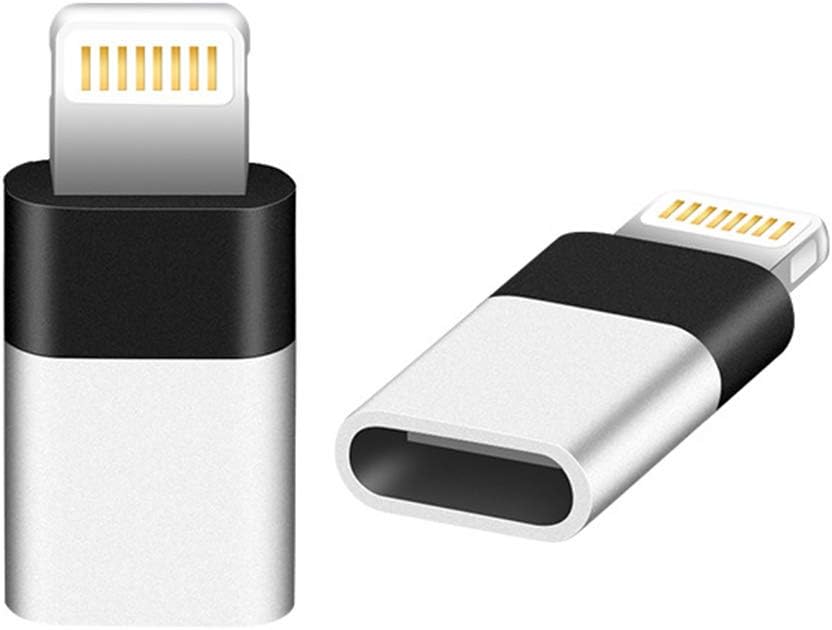 AODSC iOS Adapter, USB C (Female) to iOS (Male) Adapter, Support Charging and Data Transmission,Compatible with Phone Xs max Phone 8 8 Plus 7 7 Plus 6s 6s Plus 6 6 Plus [2 Pack](Black+White)…