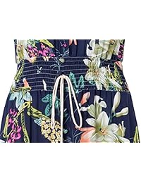 XUANCAOMAO Vestido de manga corta con cuello en V para mujer, estilo bohemio, informal, cómodo, largo