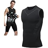 SHEKINI Men's New Version Ionic Compression Shirt Sleeveless Vest Body Shaping Tank Top Tummy Control