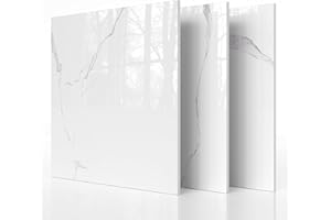 NAEIRON 20-Pack Peel and Stick Backsplash Tiles – Glossy PVC Wall Panels, Cloud White Shower Tiles, 12" x 12" (19.34 Sq. Ft.), Waterproof Self-Adhesive for Bathroom & Kitchen, Realistic Marble-Like Finish