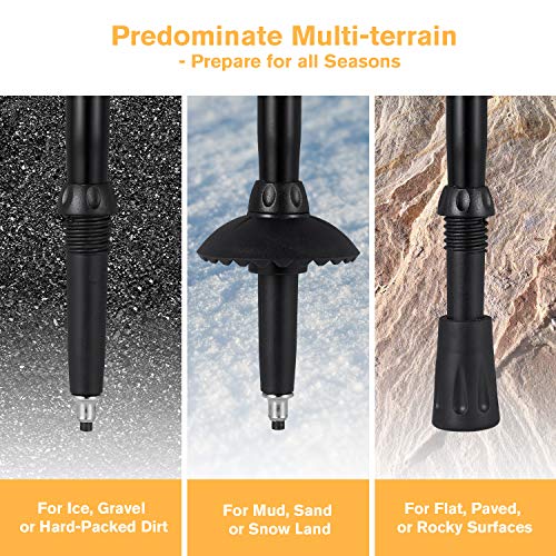 XYCING Trekking Poles Collapsible Hiking Poles, 2 Pack Adjustable Auminum Alloy Hike Walking Sticks Foldable Lightweight for Hiking Camping (Black) - Thumbnail 4