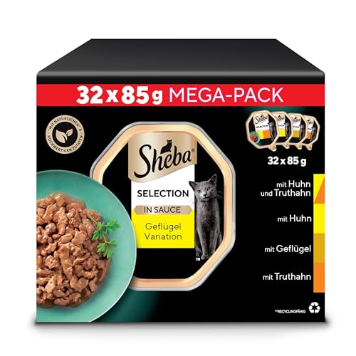 Adult Katzenfutter nass - 32x85g Schalen - Geflügel Variation in Sauce - Nassfutter für Katzen - 1 Großpackung