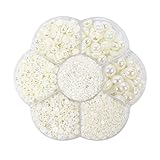 Approx 5600pcs Mixed Size DIY Half Pearl Bead Flat Back Plastic Craft (ivory)
