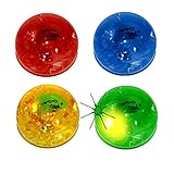 Light Up Bouncing Ball with Zoo Animals and Confetti Ribbons inside - Set of 4 Clear LED Animal Bouncing Balls - Assorted Gift Collection Blinking LED Super Bounce Balls - 4 Pack