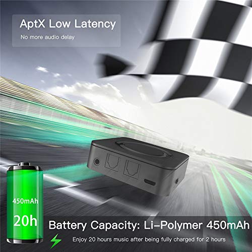 Axiba Bluetooth Receiver and Transmitter 2 in 1 aptX Low Latency Dual Stream HD Audio Transmitter for TV Home Stereo System - Thumbnail 6