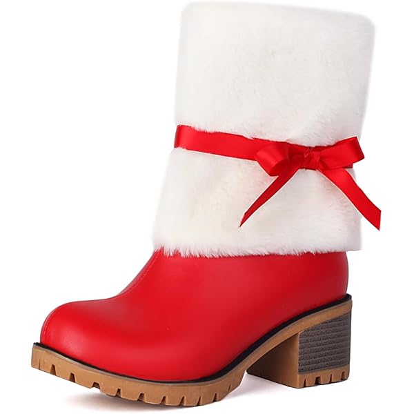 Amazon.com | Betastella Womens Red Christmas Boots Faux Fur Snow