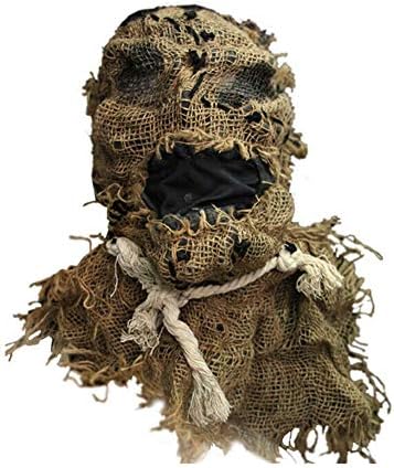 Wgch Horror Adult Scarecrow Mask Creepy Burlap Costume Fancy for Halloween Party