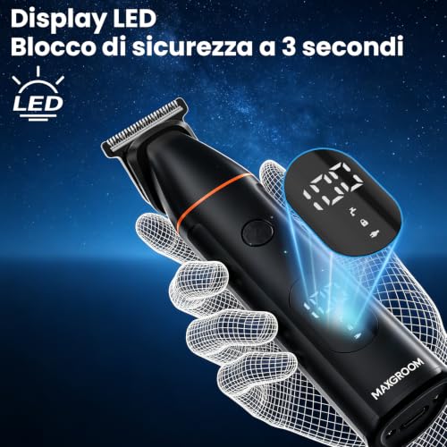 MAXGROOM 4 in 1 Men's Electric Shaver Body Kit, Men's Intimate Shaver IPX6 Wet and Dry Use, Body Hair Removal USB C Charging (Black, M)
