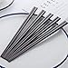 Buyer Star 5-Pair Stainless Steel Black Metal Reusable Chinese Square Chopsticks