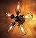 Electro_BP;Vintage Barn Metal Semi Flush Mount Light Max 300W With 5 Lights Black Finish
