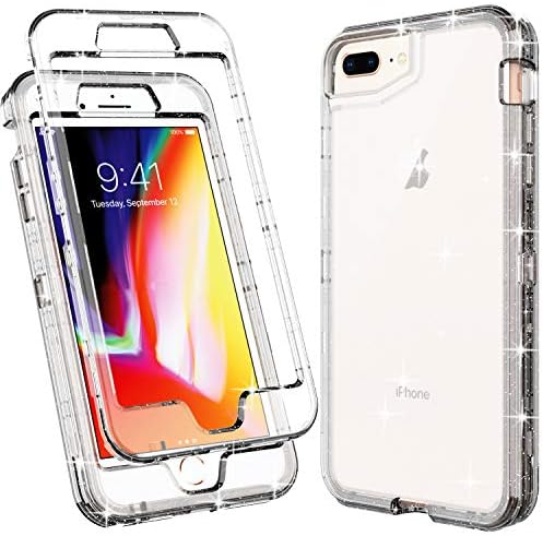 ACKETBOX iPhone 7 Plus Case/iPhone 6s Plus Case/iPhone 6 Plus Case/iPhone 8 Plus Case Feminization Design PC Case and TPU Cover Full Body Protective Cover for iPhone 8/7/6s/6 Plus-Bling