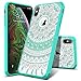 SmartLegend iPhone Xs Max Case, Girls Women Slim Anti-Slip Clear Hybrid Hard PC + TPU Bumper Mandala Floral Shockproof Full-Body Protective Phone Cover for iPhone Xs Max 6.5 Inch- Mint