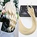 LaaVoo #60 Platinum Blonde Extension Beads Micro Loop Link Hair Extensions 22 inch 100% Natural Human Hair True Blonde 1g/strand 50g