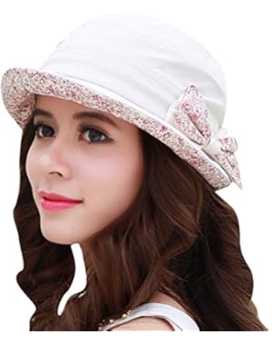 Women's Foldable Floral Bucket Hat Rolled Brim with Bowknot