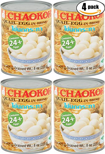 Chaokoh Quail Egg in Brine, 8oz Can (Pack of 4, Total of 32 Oz)