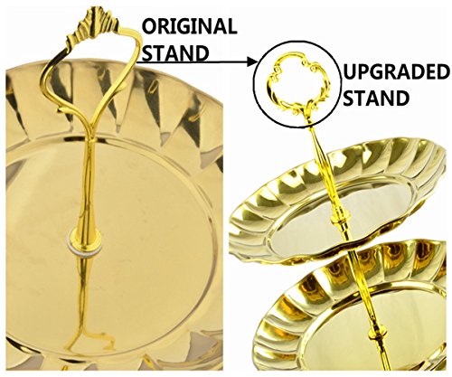 Fruit Plate, Petforu 3 Tier Fruits Cakes Desserts Plate Stand Gold Color Stainless Steel Plates - Thumbnail 3