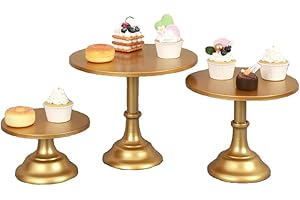 CBBZJY 3 Pcs Metal Cake Stand Set 8/10/12 inch Dessert Table Display Perfect for Baby Shower Wedding Birthday (gold)