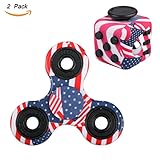 Evermarket Fidget Toy Set of Tri-Spinner and Fidget Cube Camouflage,Anxiety Attention Stress Relief for Children & Adults,Pack of 2 American Flag