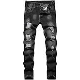 HENGAO Boy's Distressed Ripped Skinny Jeans