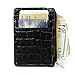 ID STRONGHOLD RFID Front Pocket Wallet Mini Minimalist Wallet Slim Wallet Genuine Leather with Zipper (Black Croc)