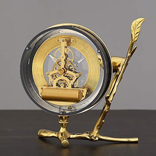 MQW European-Style Luxury Brass Clock Study Decoration Home Accessories Creative Living Room Bedroom Bedside Decorative Clock 22 11 19cm Delicate and Beautiful